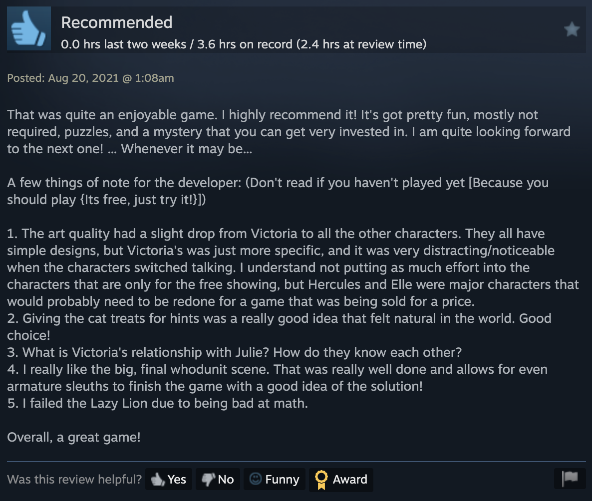 Review with suggestions