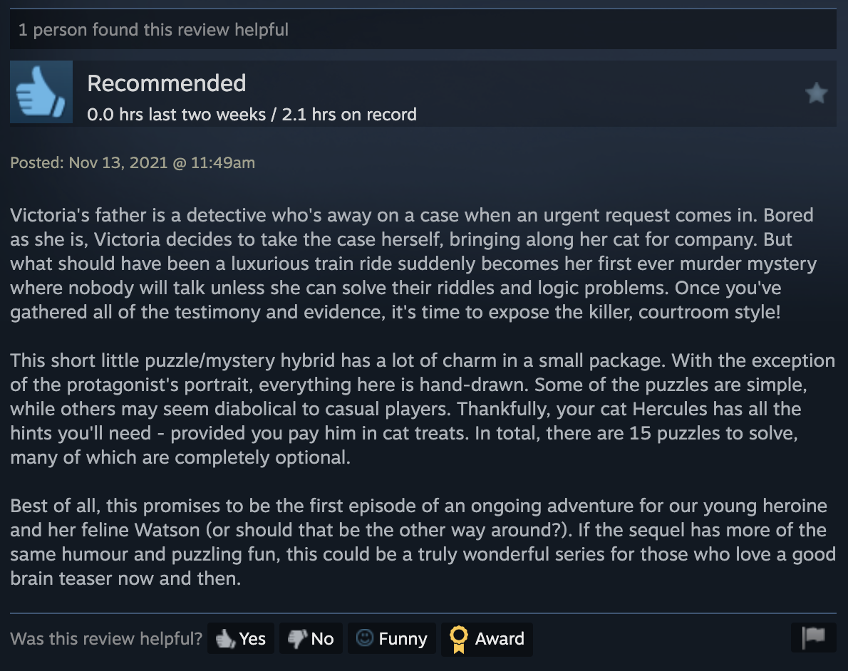 Review summarizing the game
