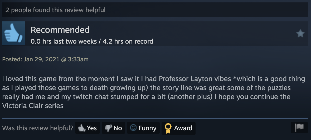 Review from a streamer